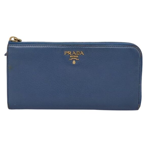 Prada Saffiano Blue Leather Wallet (Pre-Owned) - Picture 1 of 16